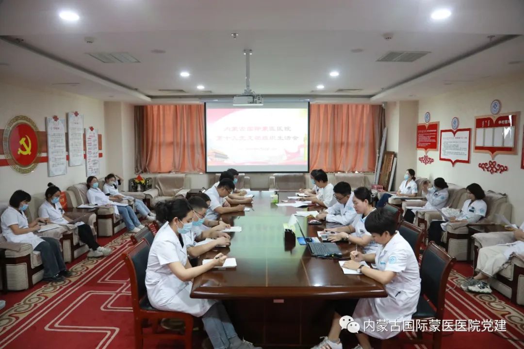 內(nèi)蒙古國際蒙醫(yī)醫(yī)院第十九黨支部召開主題教育專題組織生活會，特木其樂副院長以普通黨員身份參加